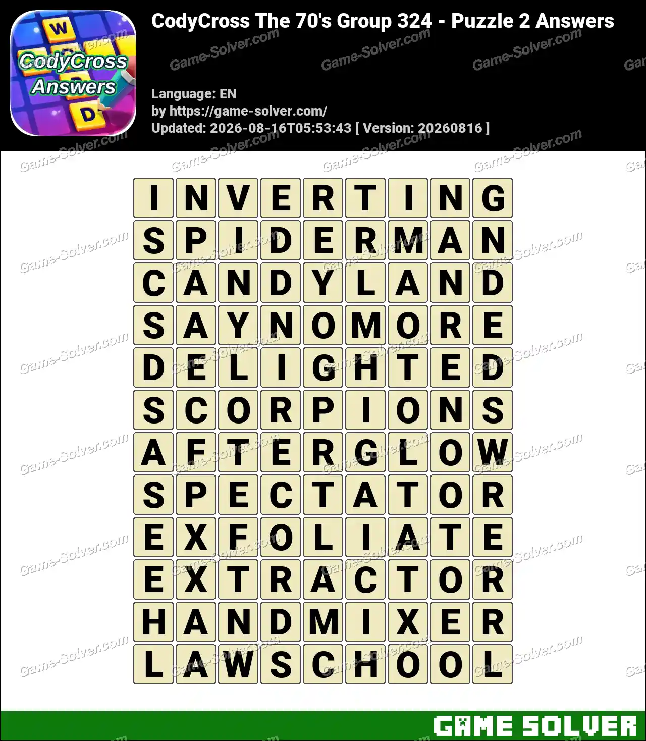 CodyCross The 70’s Group 324 – Puzzle 2 Answers
